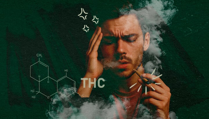 Man smoking cannabis illustrating THC effects and potential side effects like dizziness, relevant to cannabis tolerance and tolerance breaks.