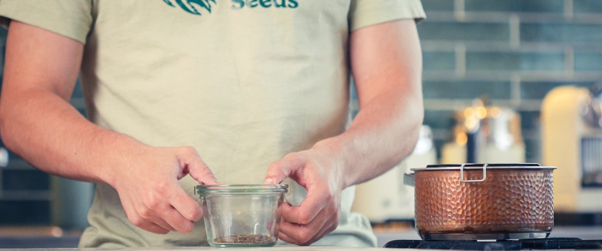 Cannabis MCT Oil Ingredients – Flower or Concentrate with MCT Carrier Oil Ingredients for cannabis MCT oil infusion including dried cannabis flower, MCT oil, jar, and strainer