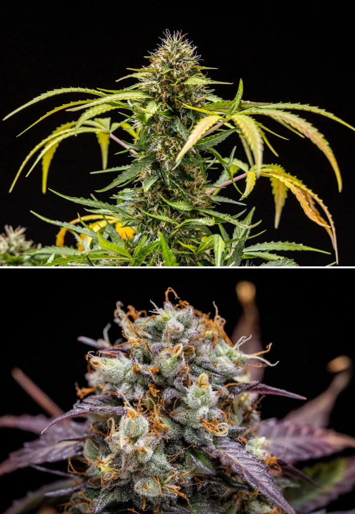 North Thunderfuck Grow Report – Weeks 9–10 Final Flowering & Harvest Stage North Thunderfuck cannabis plant during weeks 9–10 of flowering showing fully developed buds, darkened pistils, heavy resin coverage, and signs of harvest readiness under LED light